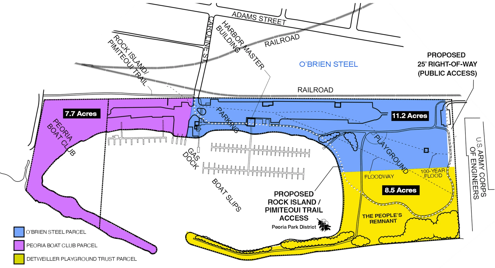 A diagram of the proposed land division, showing that more than two-thirds of the land would be privatized, and the remaining public land would be inaccessible to the public